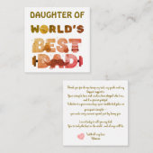 Personalisiertes Namensgeschenk für Sohn oder Toch Mitteilungskarte (Vorne/Hinten)