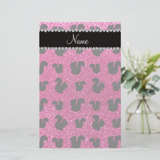 Personalisiertes NamensGlitterneoneichhörnchen des Briefpapier (Stehend Vorderseite)