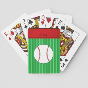 Personalisiertes Namensgrün stripes Baseball Spielkarten