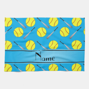 Personalisiertes Namenshimmelblau Softballmuster Handtuch