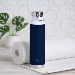 Personalisiertes Namensmonogramm in Navy Schwarz Trinkflasche
