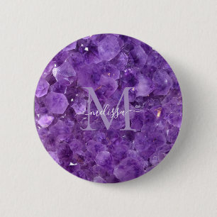 Personalisiertes Namensmonogramm mit Amethyst-Gebu Button