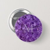 Personalisiertes Namensmonogramm mit Amethyst-Gebu Button (Vorne & Hinten)