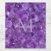Personalisiertes Namensmonogramm mit Amethyst-Gebu Weinetikett (Einzelnes Label)