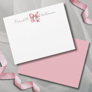 Personalisiertes Namensmonogramm mit rosa Schleife Mitteilungskarte