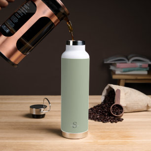 Personalisiertes Namensmonogramm Olivgrün Schwarz Trinkflasche