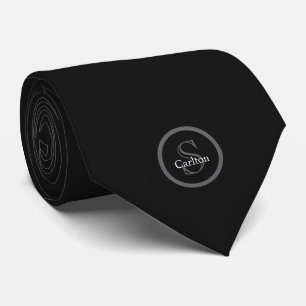 Personalisiertes Namensmonogramm Schwarz Charcoal Krawatte