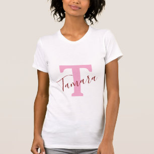 Personalisiertes Namensmonogramm-T-Shirt Rosa De T-Shirt