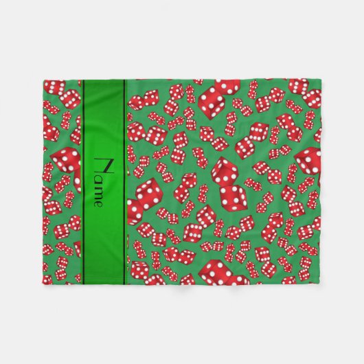 Personalisiertes Namensmuster für grüne Würfel Fleecedecke (Vorderseite (Horizontal))