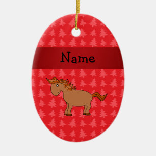 Personalisiertes Namenspferderote Weihnachtsbäume Keramikornament