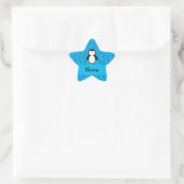 Personalisiertes Namenspinguin-blaues Referenzmust Stern-Aufkleber (Tasche)