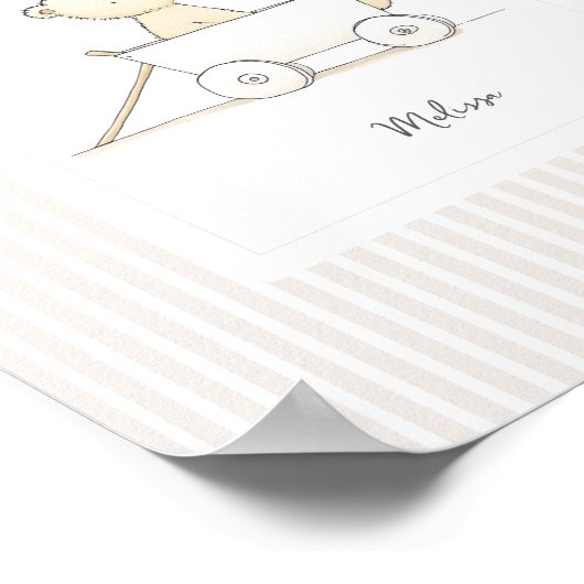 Personalisiertes Namensposter - Süßer Bär im Wagen Poster (Ecke)