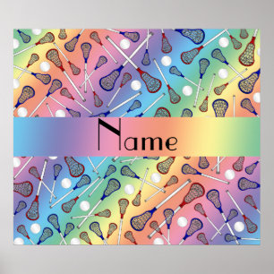Personalisiertes Namensregenbogen Lacrossemuster Poster