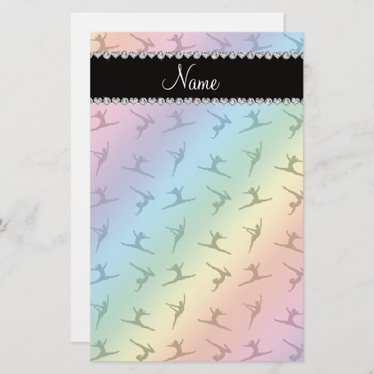 Personalisiertes Namensregenbogengymnastikmuster Briefpapier (Vorne/Hinten)