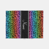 Personalisiertes Namensregenbogenleopardmuster Fleecedecke (Vorderseite (Horizontal))