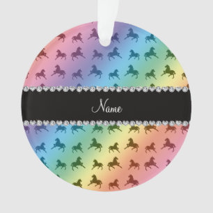 Personalisiertes Namensregenbogenpferdemuster Ornament
