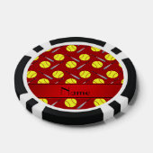 Personalisiertes Namensrotes Softballmuster Pokerchips (Einzeln)