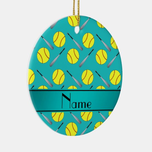 Personalisiertes Namenstürkis Softballmuster Keramikornament (Rechts)
