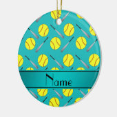 Personalisiertes Namenstürkis Softballmuster Keramikornament (Links)