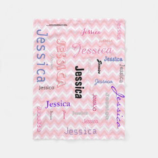 Personalisiertes Namenstypographie-Rosa Zickzack Fleecedecke