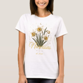 Personalisiertes Narzissen-Geburtsblumen-Namens-Sh T-Shirt