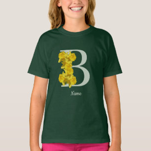 Personalisiertes Narzissen-Monogramm Anfangsbuchst T-Shirt