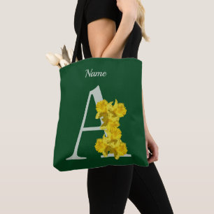 Personalisiertes Narzissen-Monogramm Initial A Tasche