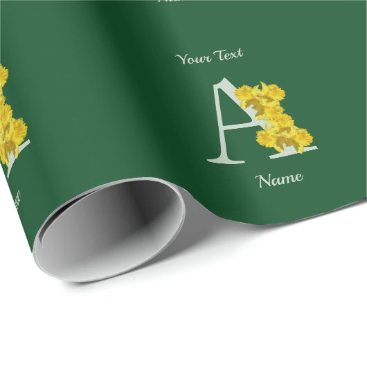 Personalisiertes Narzissen-Monogramm Initiale A Geschenkpapier (Rolleneckpunkt)