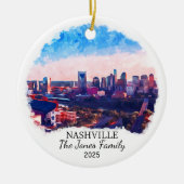 Personalisiertes Nashville-Ornament, Tennessee-Sta Keramik Ornament (Vorne)