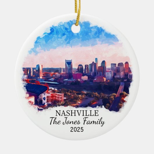 Personalisiertes Nashville-Ornament, Tennessee-Sta Keramik Ornament (Vorne)