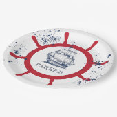 Personalisiertes Nautic Party Sailboat Pappteller (Schrägansicht)