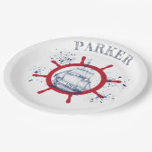 Personalisiertes Nautic Party Sailboat Pappteller (Schrägansicht)