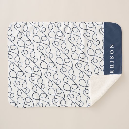 Personalisiertes Nautic Rope Pattern Sherpadecke (Vorderseite (Horizontal))