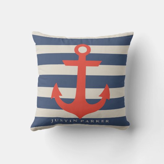 Personalisiertes Nautical Baby Kinderzimmer Kissen (Rückseite)