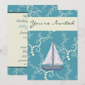 Personalisiertes Nautical Sailboat Einladung zum G (Vorne/Hinten)
