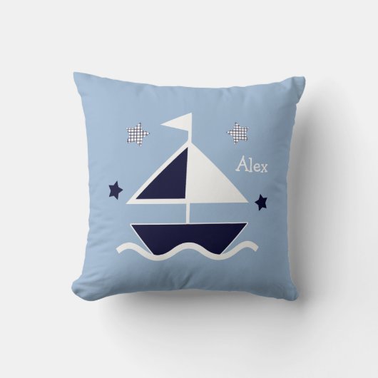Personalisiertes "Nautical/Sailboat/Stars" Kissen (Vorderseite)