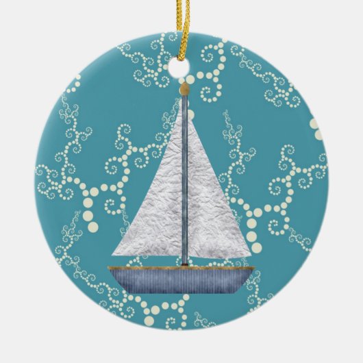 Personalisiertes Nautical Segelboot Schwenken Wass Keramikornament (Vorne)