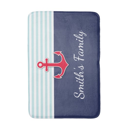 Personalisiertes nautisches Design mit Familiennam Badematte (Vorderseite Vertikal)