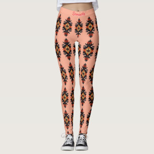 Personalisiertes Navajo-Muster auf Korallenrosa Leggings