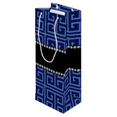 Personalisiertes navebraues Schlüsselmuster Geschenktüte Für Weinflaschen (Rückseite Schrägansicht)