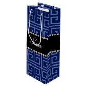 Personalisiertes navebraues Schlüsselmuster Geschenktüte Für Weinflaschen (Vorderseite Schrägansicht)