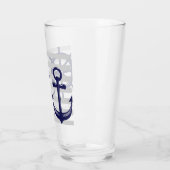 Personalisiertes Navy Blue Anchor Boat Wheel Nauti Glas (Links)