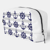 Personalisiertes Navy Blue Anchor Boat Wheel Nauti Waschbeutel (Rechte Ecke)