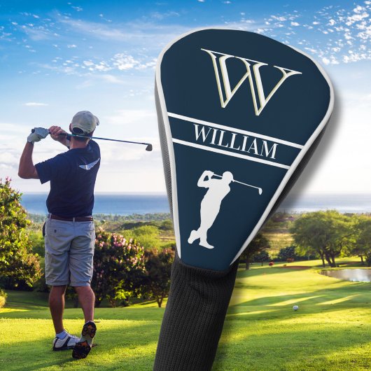Personalisiertes Navy Blue Monogram Golf Swing Golf Headcover