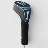 Personalisiertes Navy Blue Monogram Golf Swing Headcover (angewinkelt)