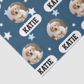 Personalisiertes Navy Blue Pet Foto Star Muster Seidenpapier (Detail)