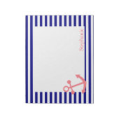 Personalisiertes Navy Blue und Blush Pink Notizblock (Rotiert)