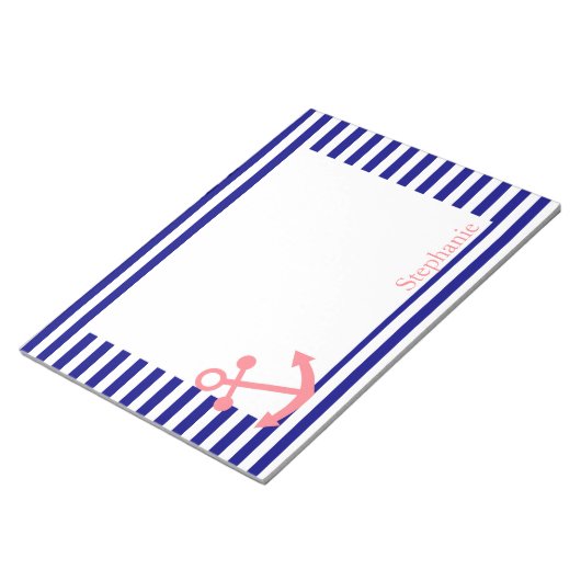 Personalisiertes Navy Blue und Blush Pink Notizblock (angewinkelt)