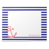 Personalisiertes Navy Blue und Blush Pink Notizblock (Vorderseite)