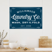 Personalisiertes Navy Blue Wäsche Wash Trockenfalt Poster (Küche)